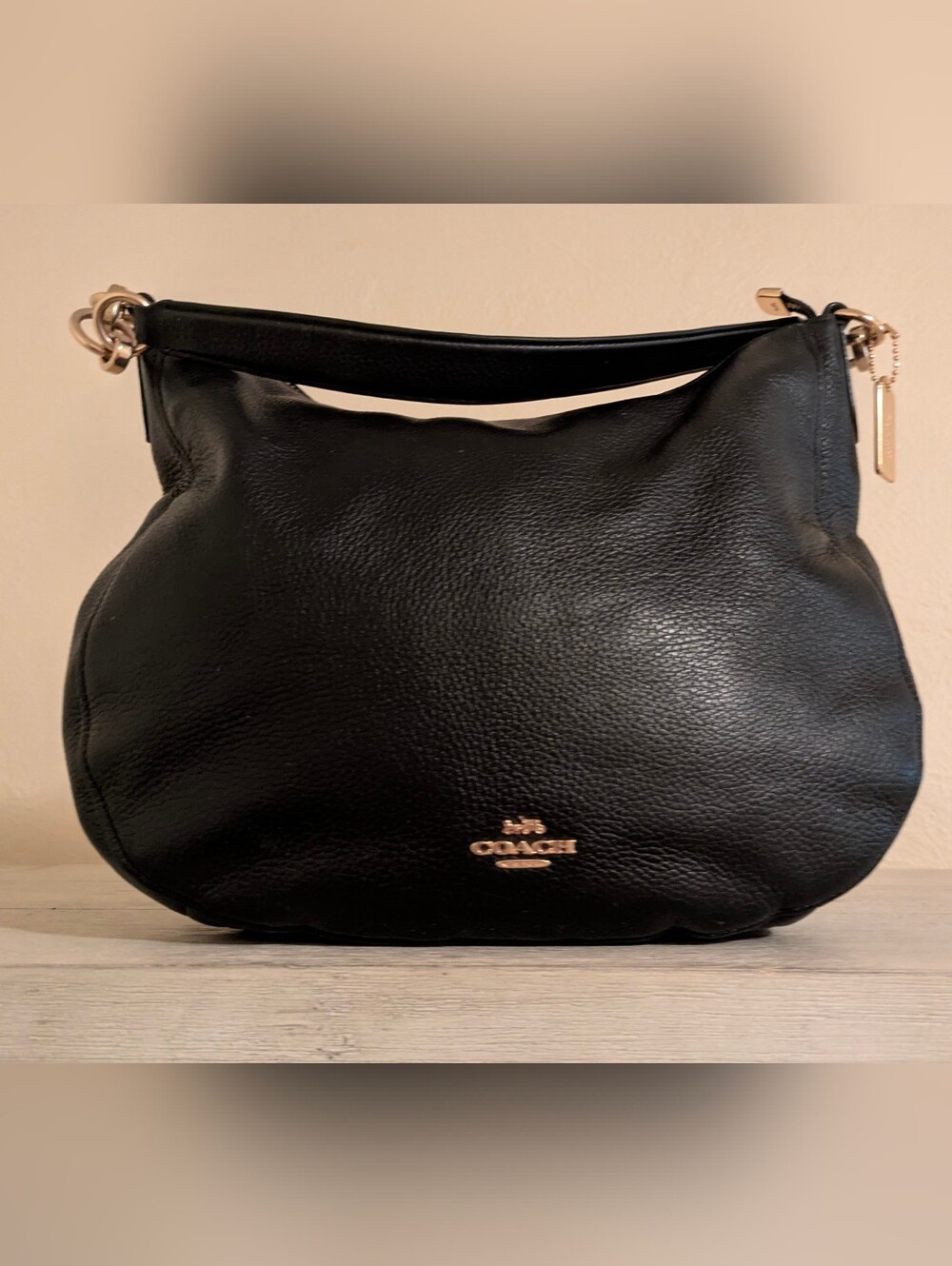 Coach F31399 Elle Hobo Black Pebbled Leather  Shoulder Bag
